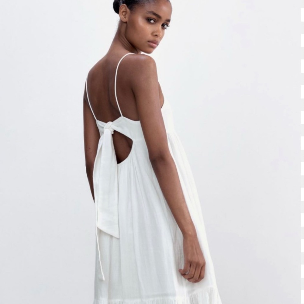 Zara Tie Back White Maxi Dress